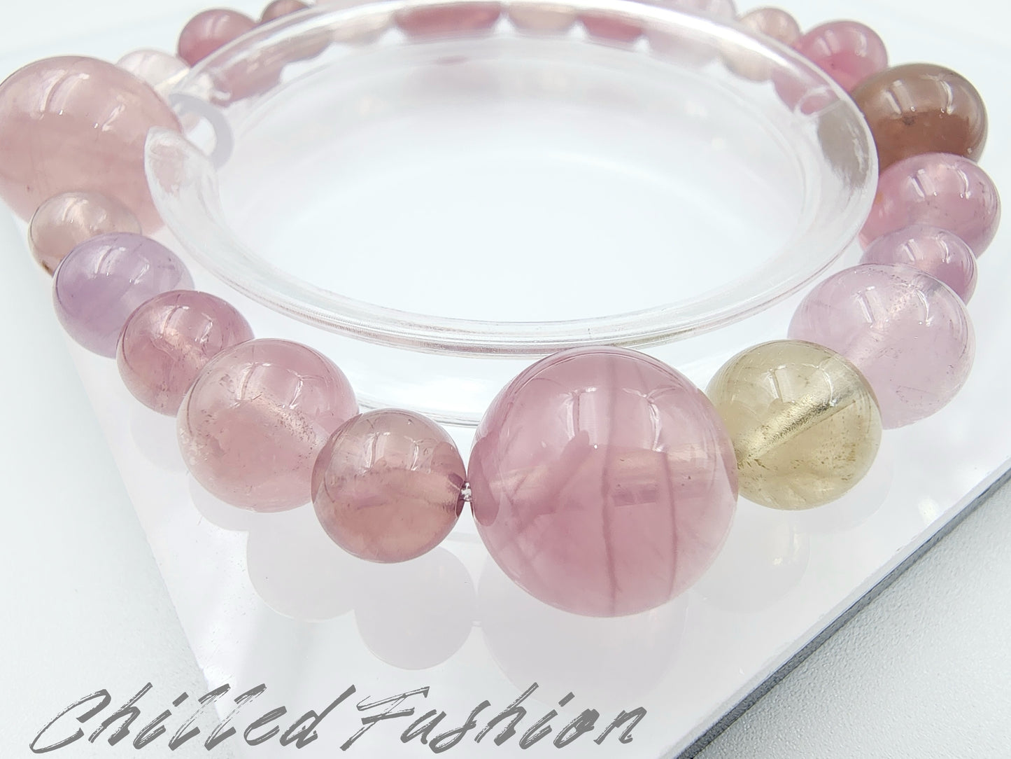 [Bracelet] Madagascar Rose Quartz Bracelet - 6.4mm to 13.8mm Beaads