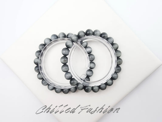 [Bracelet] 8mm Grey Hawk’s Eye Bracelet
