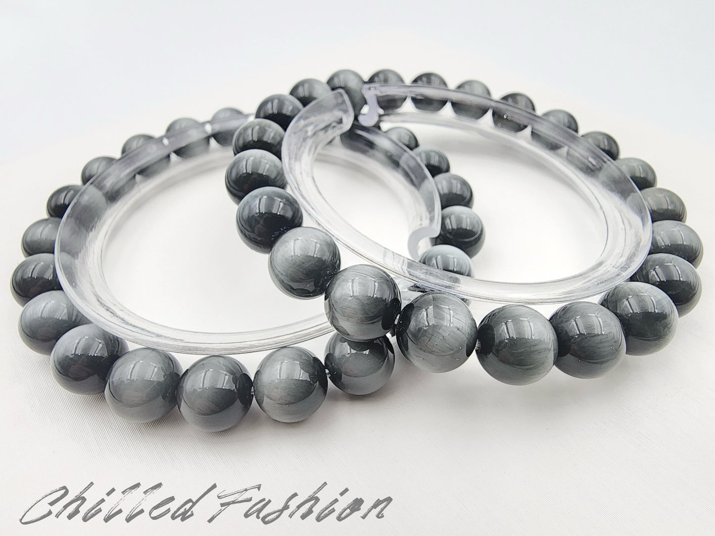 [Bracelet] 8mm Grey Hawk’s Eye Bracelet