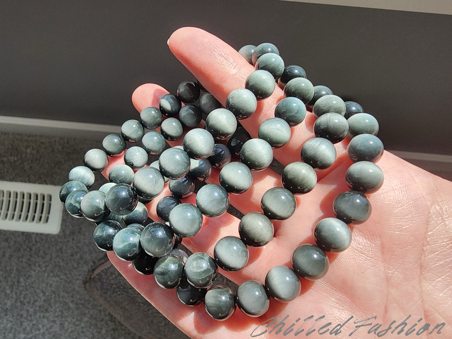 [Bracelet] 8mm Grey Hawk’s Eye Bracelet