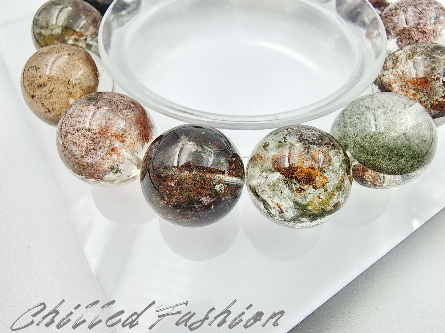 [Bracelet] 15mm Colorful Garden Phantom Quartz Bracelet