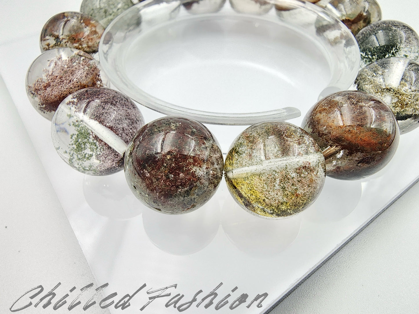 [Bracelet] 15mm Colorful Garden Phantom Quartz Bracelet