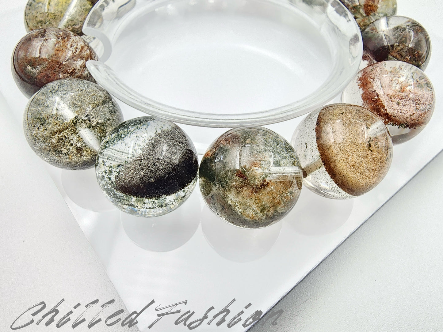 [Bracelet] 15mm Colorful Garden Phantom Quartz Bracelet