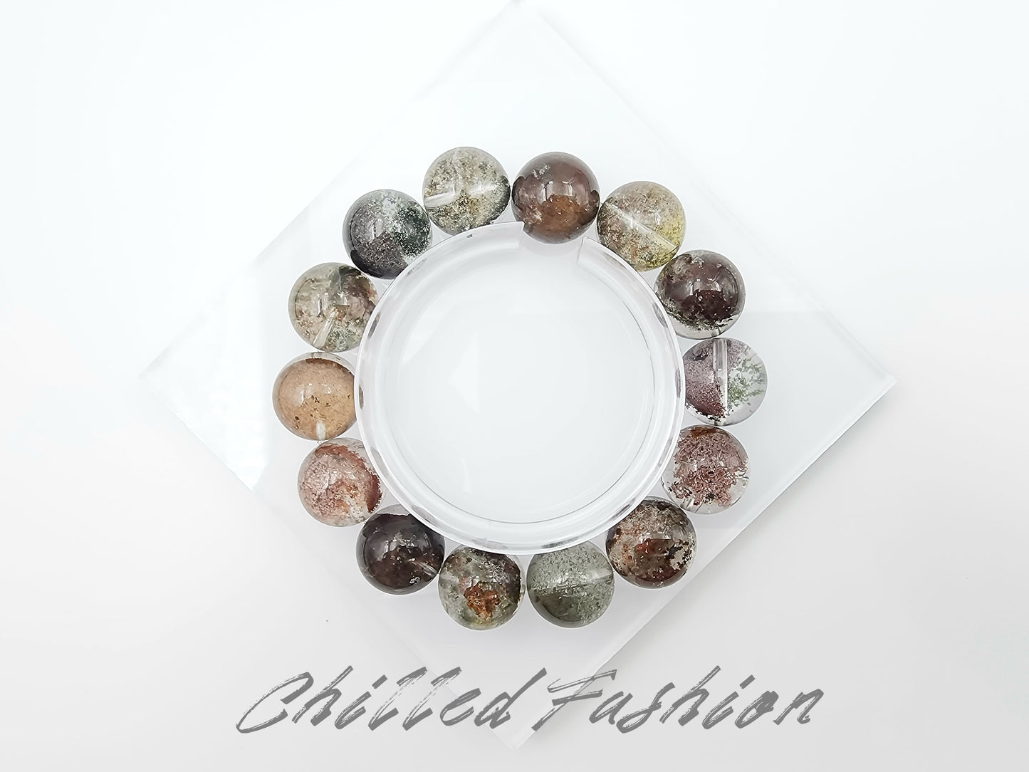 [Bracelet] 15mm Colorful Garden Phantom Quartz Bracelet