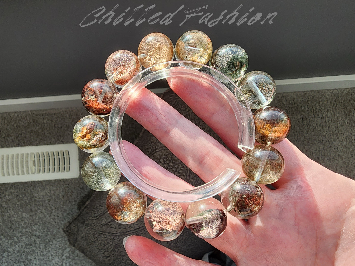 [Bracelet] 15mm Colorful Garden Phantom Quartz Bracelet