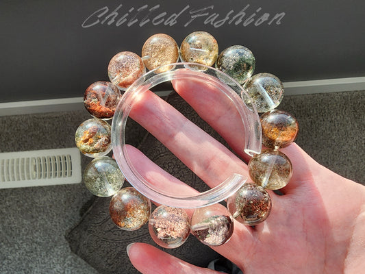 [Bracelet] 15mm Colorful Garden Phantom Quartz Bracelet