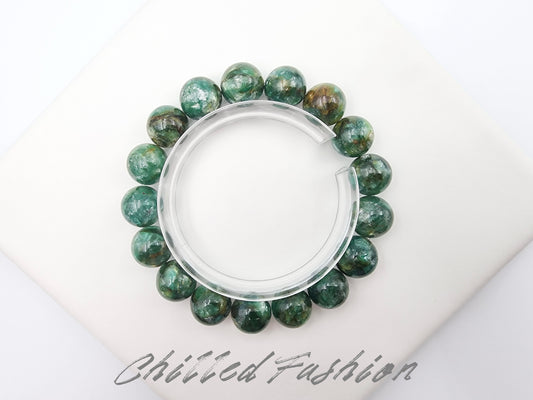 [Bracelet] 12mm Moss Green Lepidolite Bracelet