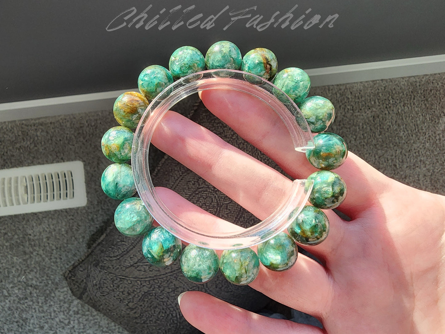 [Bracelet] 12mm Moss Green Lepidolite Bracelet