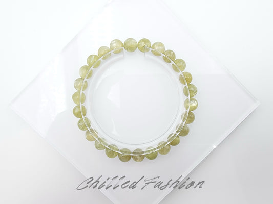 [Bracelet] 7mm Yellowish Green Lepidolite Bracelet