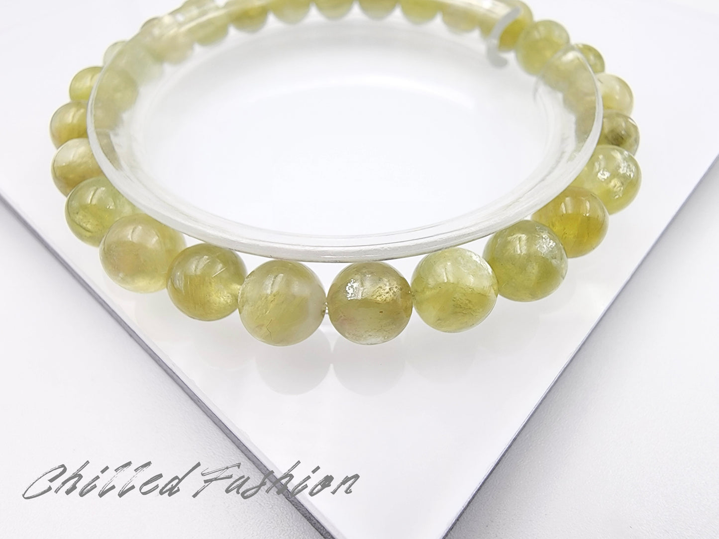 [Bracelet] 7mm Yellowish Green Lepidolite Bracelet