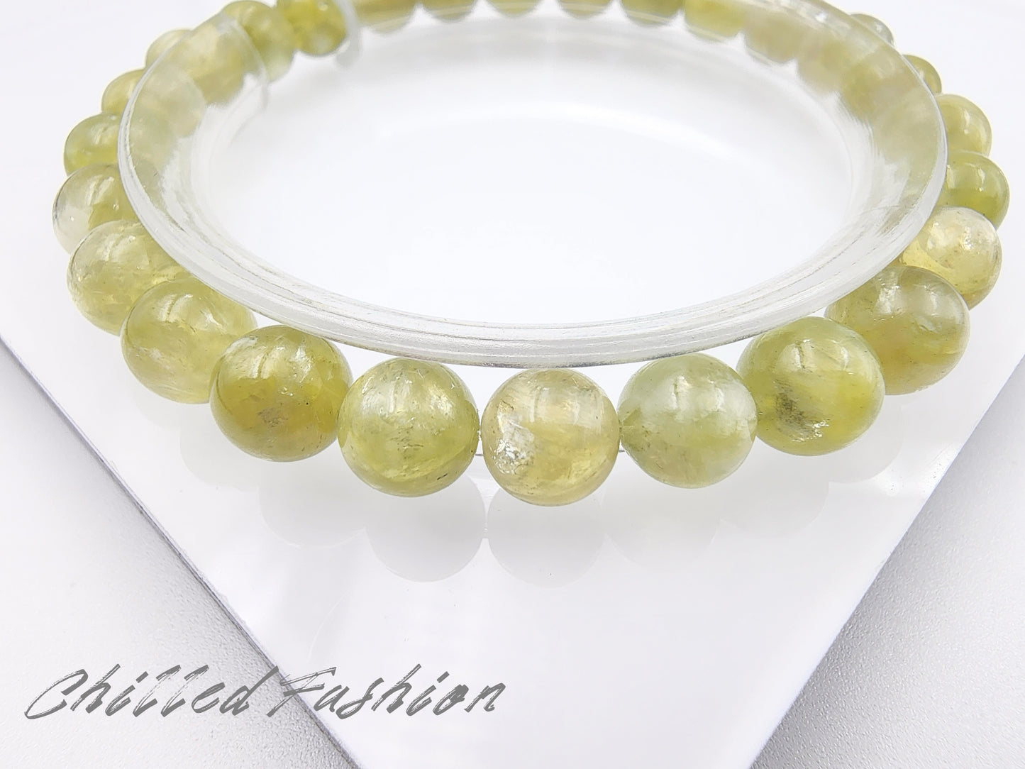 [Bracelet] 7mm Yellowish Green Lepidolite Bracelet