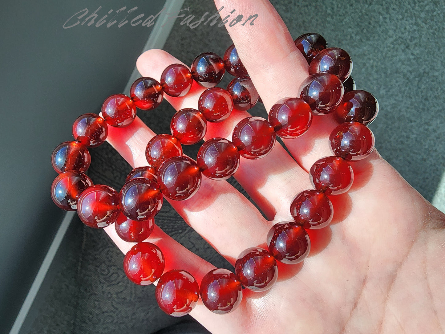 [Bracelet] 11mm Natural Hessonite Garnet Bracelet