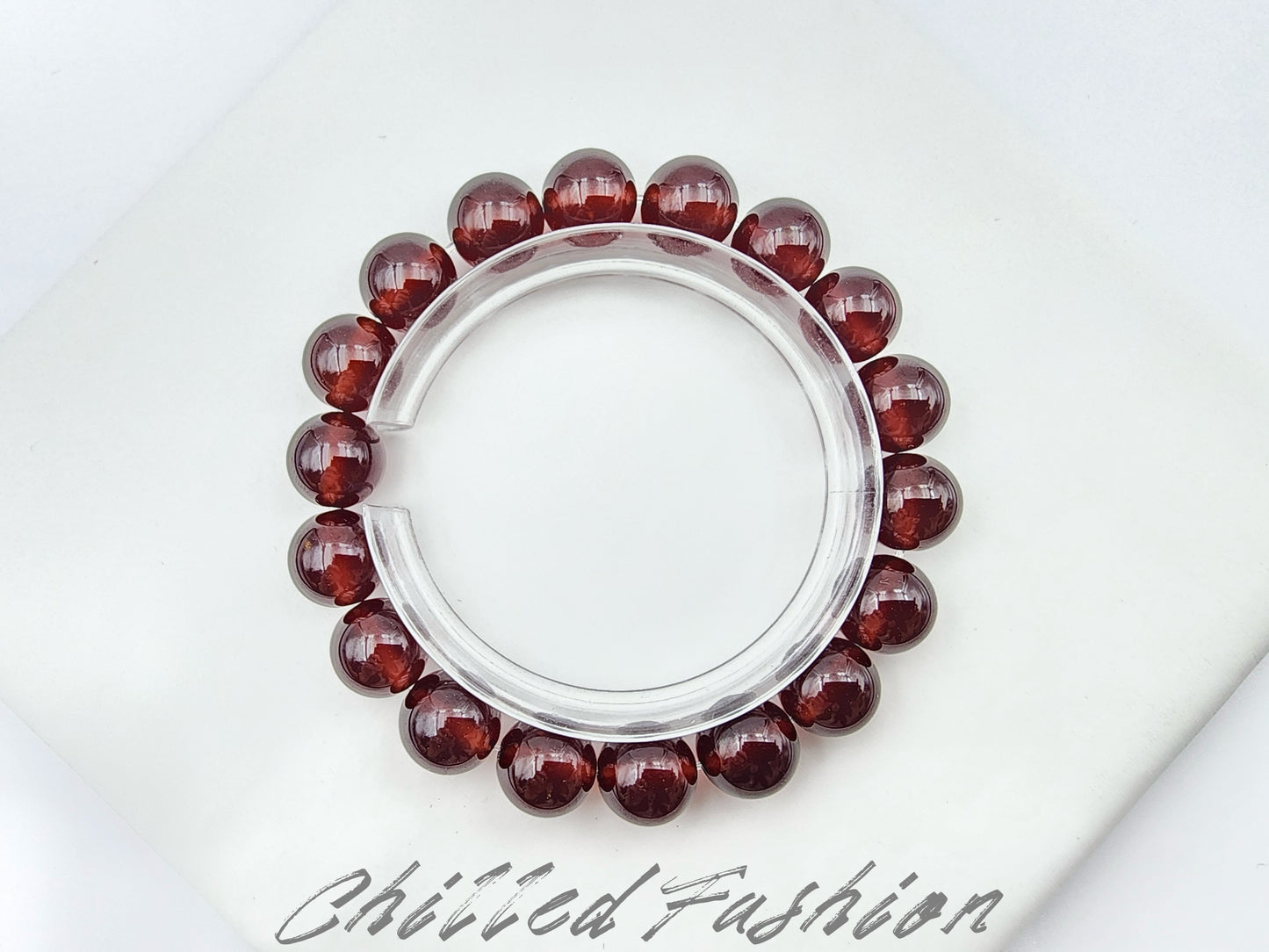 [Bracelet] 11mm Natural Hessonite Garnet Bracelet