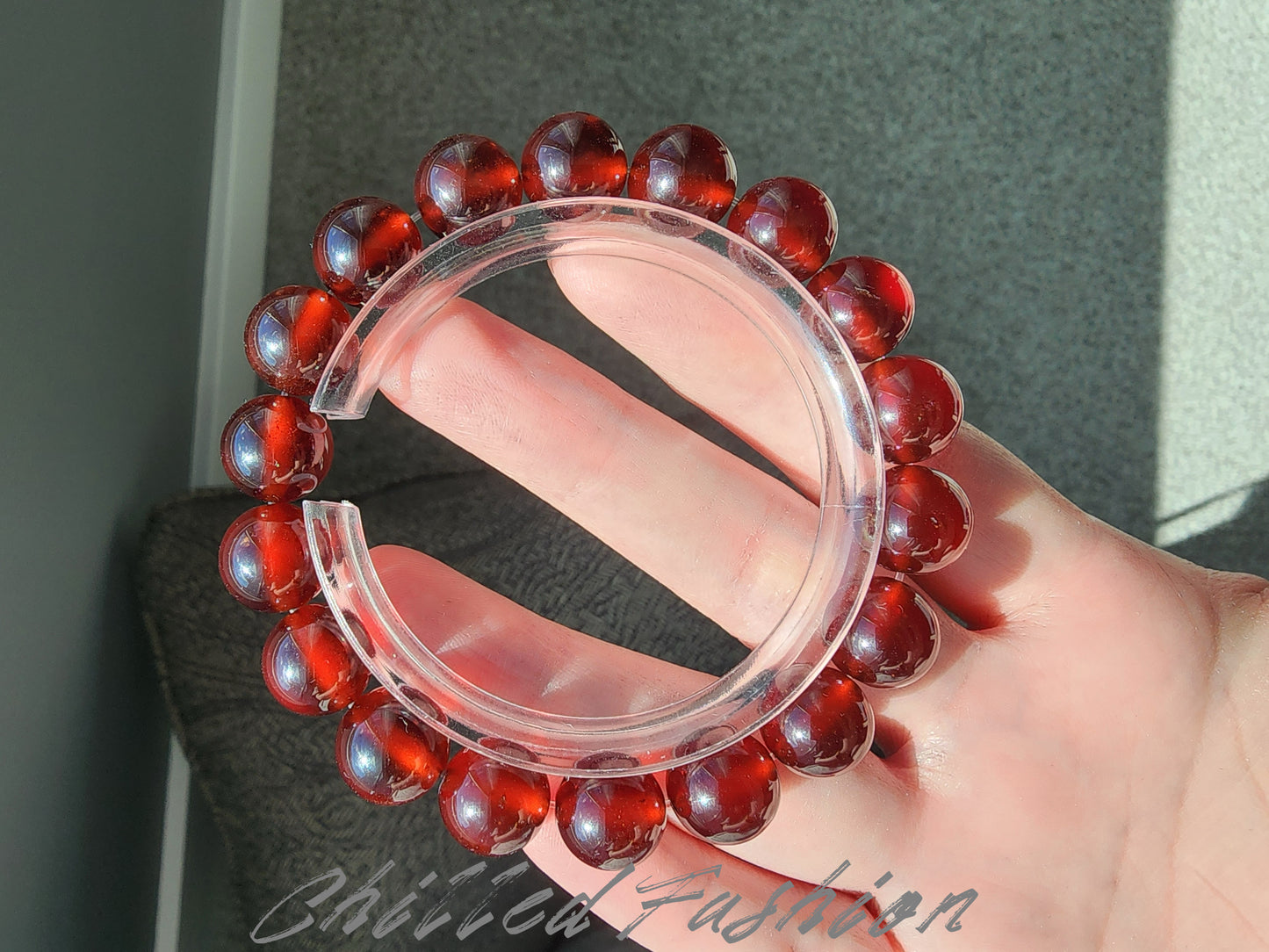 [Bracelet] 11mm Natural Hessonite Garnet Bracelet