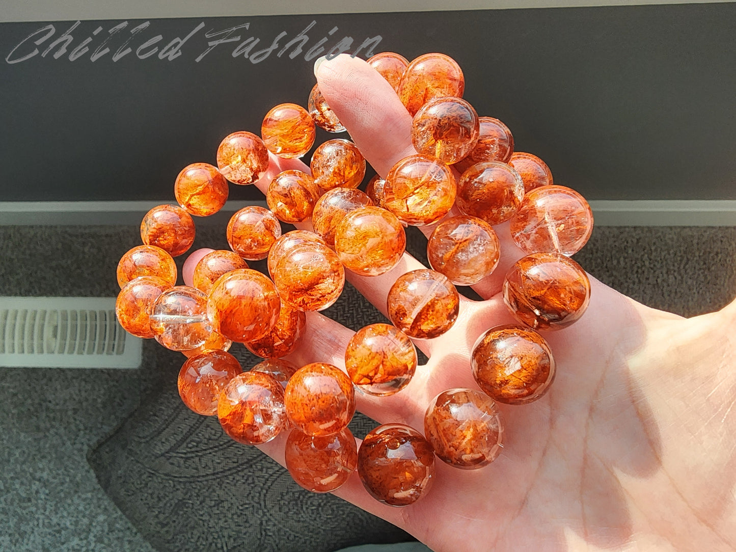 [Bracelet] Natural Red Phantom Fire Quartz Bracelet