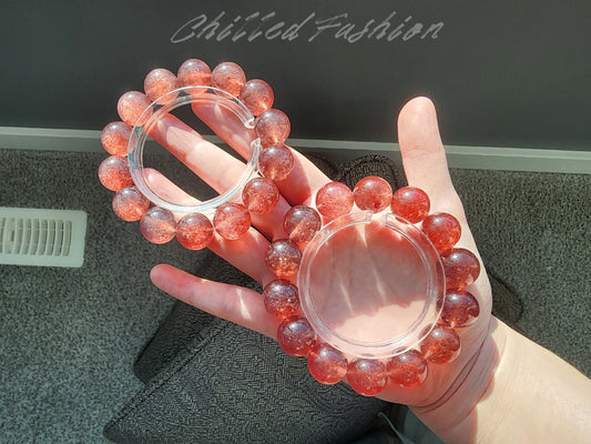 [Bracelet] 15mm Glittering Strawberry Quartz Bracelet