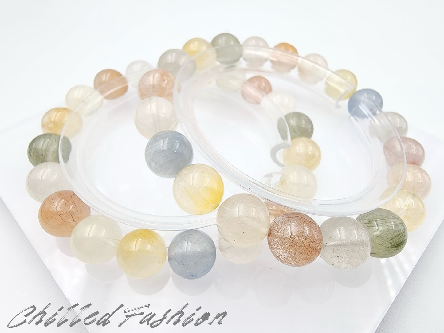 [Bracelet] 9mm Multi Color Rabbit Hair Quartz Bracelet