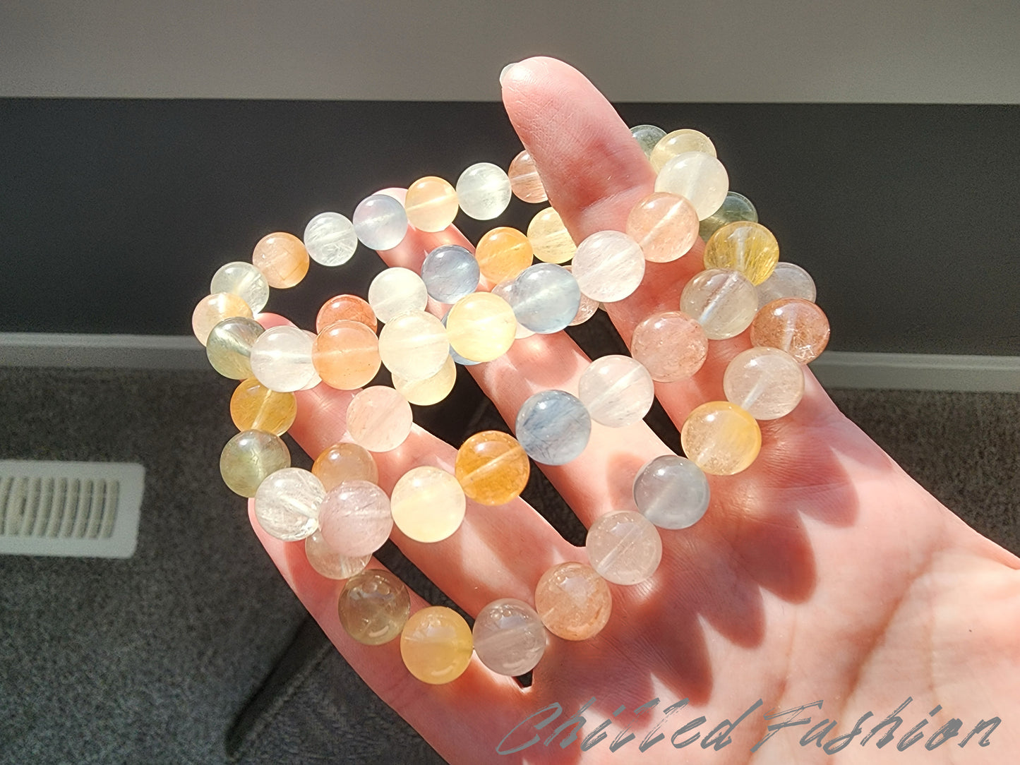 [Bracelet] 9mm Multi Color Rabbit Hair Quartz Bracelet