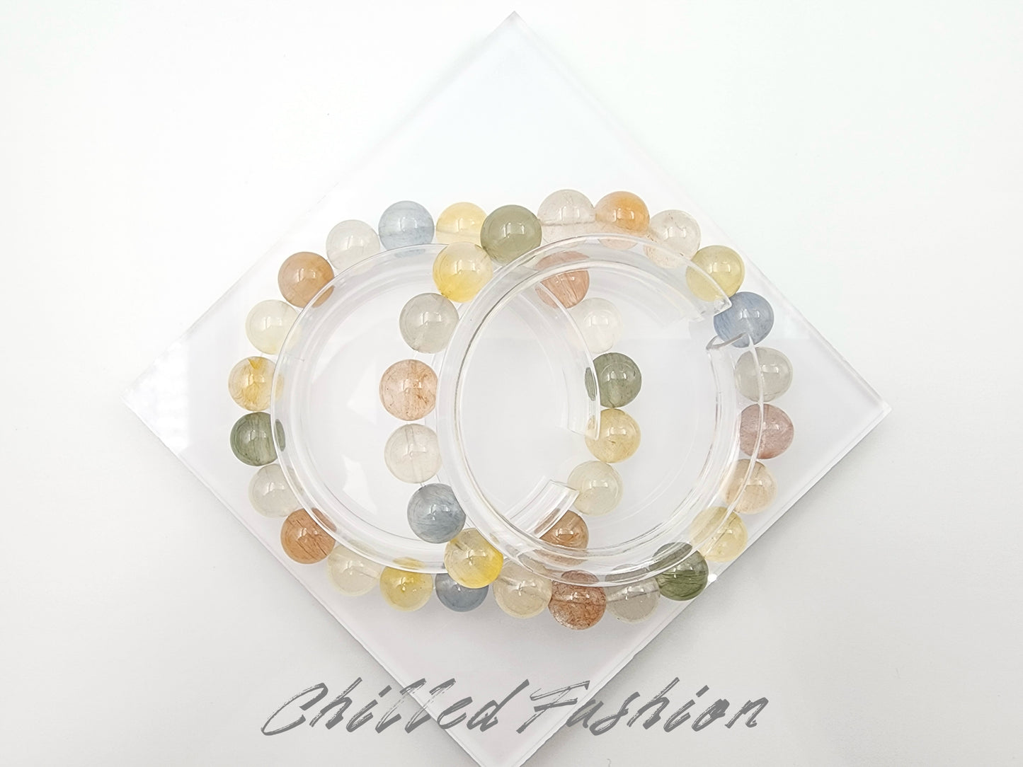 [Bracelet] 9mm Multi Color Rabbit Hair Quartz Bracelet