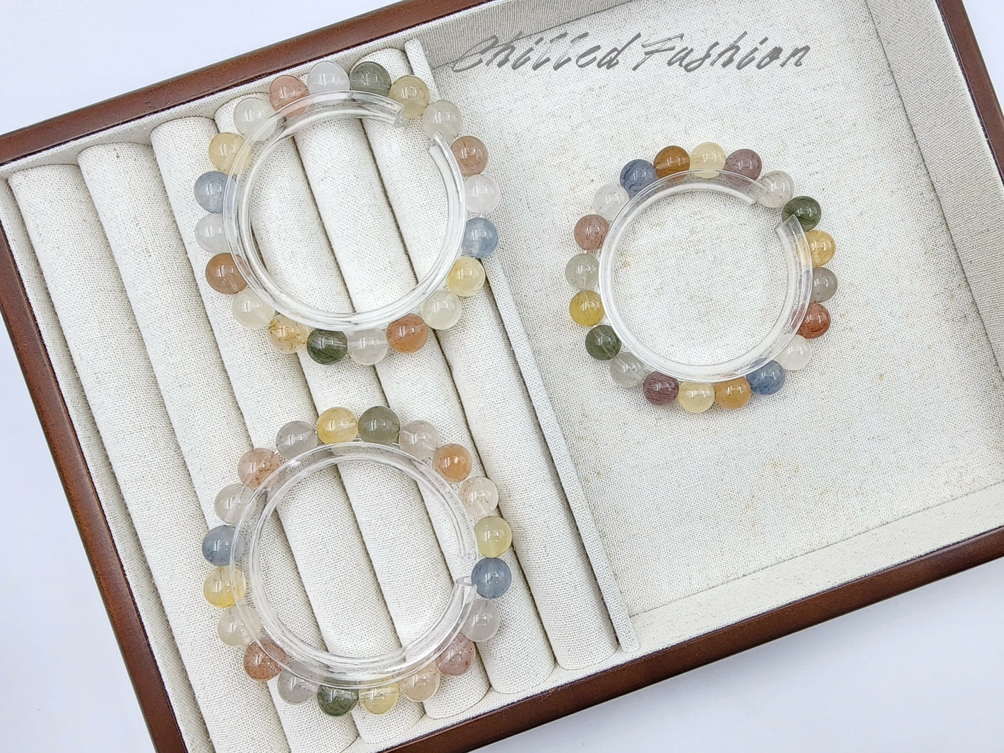 [Bracelet] 9mm Multi Color Rabbit Hair Quartz Bracelet