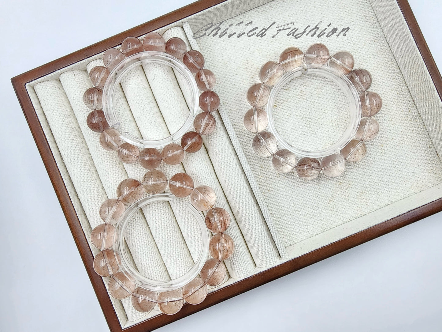 [Bracelet] Natural Pink Rabbit Hair Quartz Bracelet
