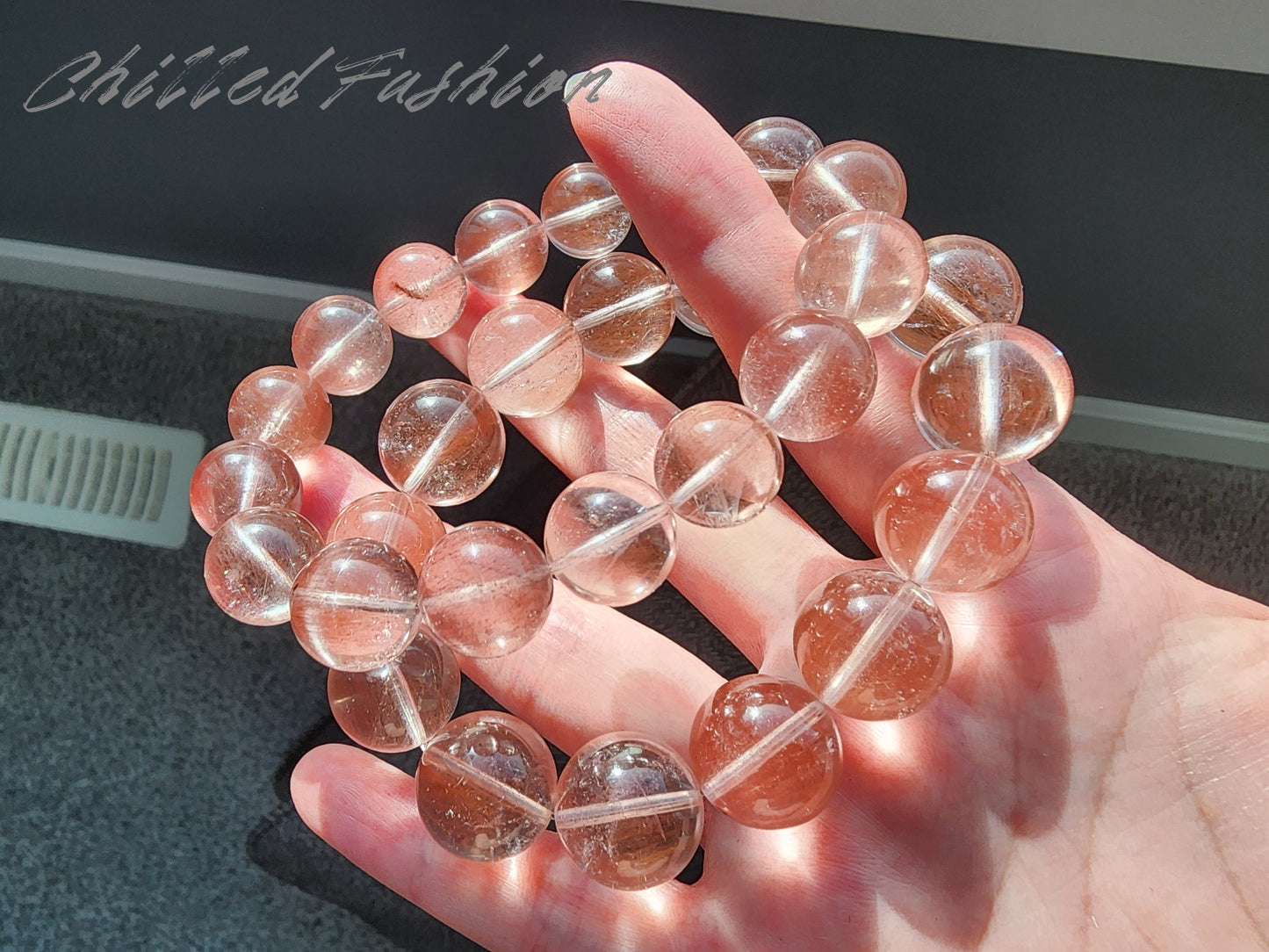 [Bracelet] Natural Pink Rabbit Hair Quartz Bracelet