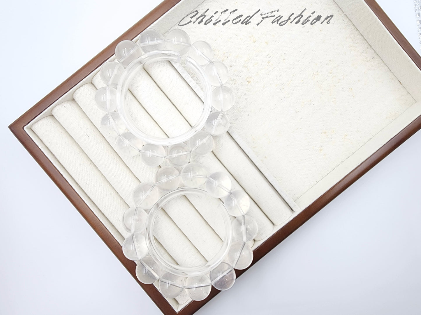 [Bracelet] Clear Quartz with White Inclusions Bracelet