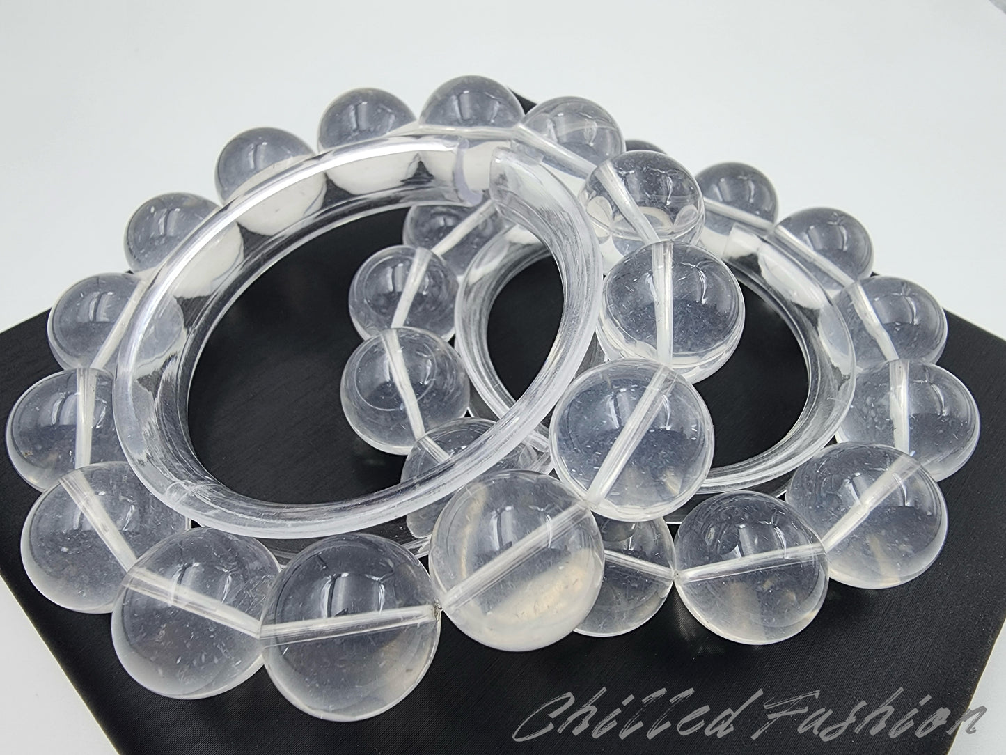 [Bracelet] Clear Quartz with White Inclusions Bracelet