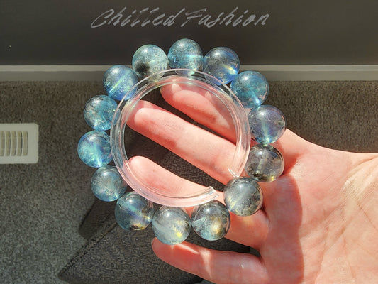 [Bracelet] 15mm Flashy Aquamarine Bracelet