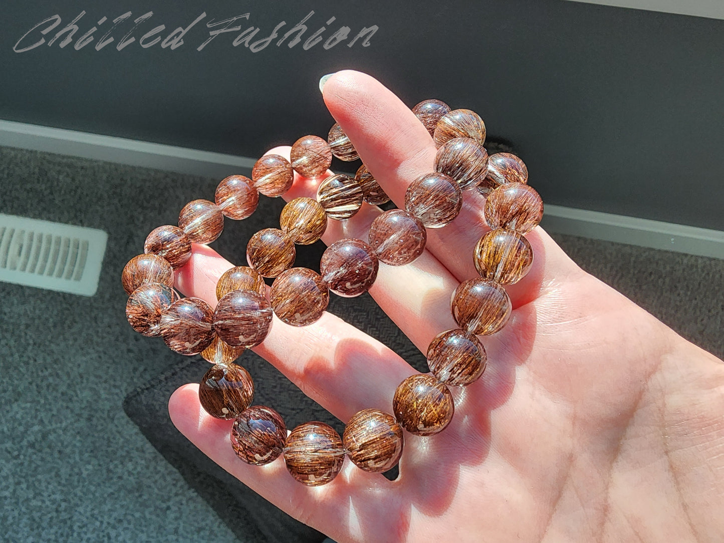[Bracelet] 11mm Dusty Rose Rutilated Quartz Bracelet