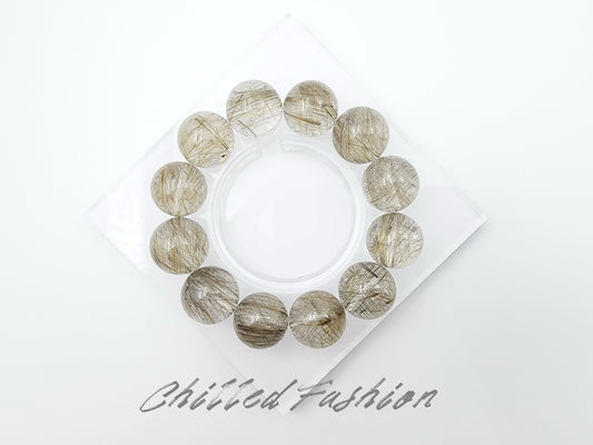 [Bracelet] 18mm Silver Rutilated Quartz Bracelet