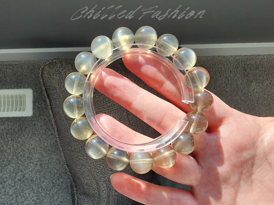 [Bracelet] 12mm Natural Smoky Moonstone Bracelet