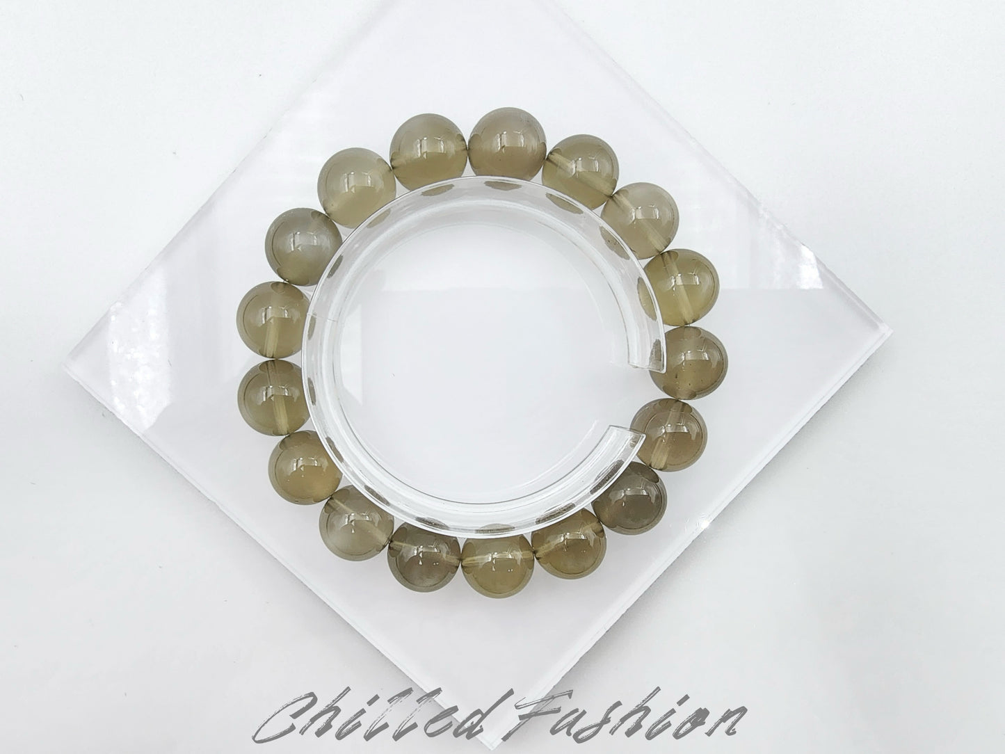 [Bracelet] 12mm Natural Smoky Moonstone Bracelet