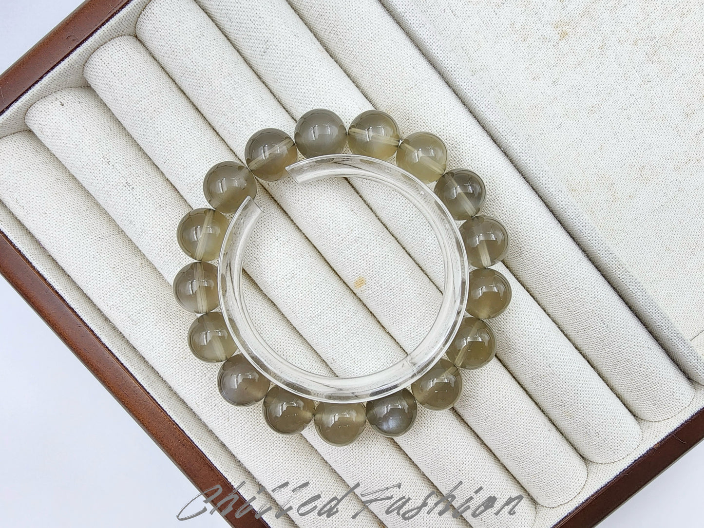 [Bracelet] 12mm Natural Smoky Moonstone Bracelet