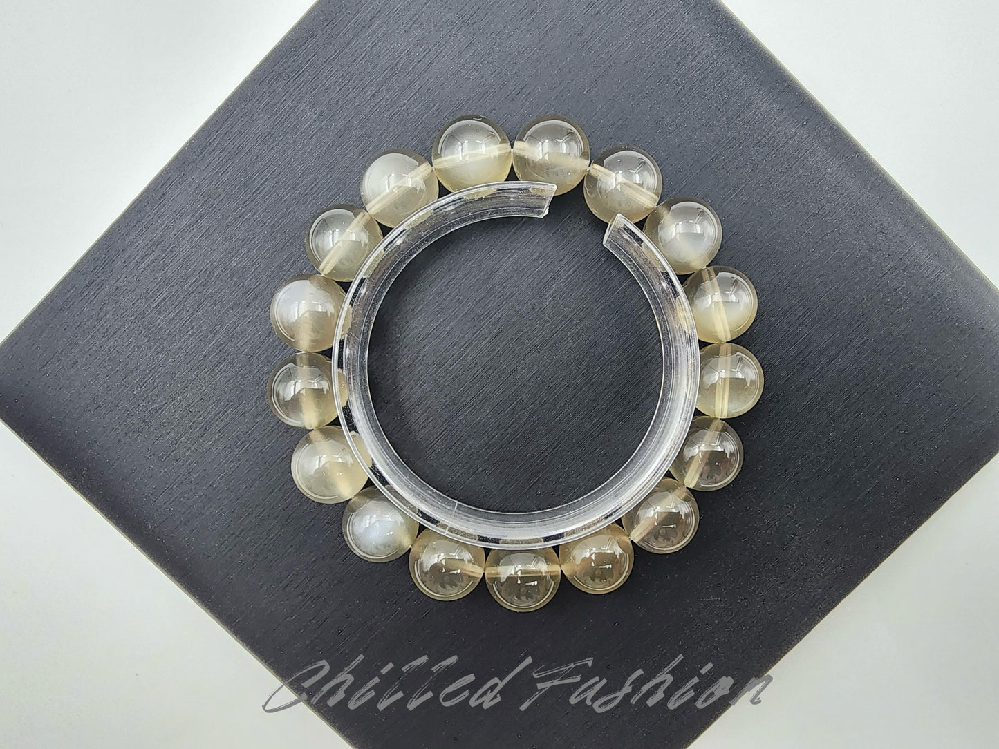 [Bracelet] 12mm Natural Smoky Moonstone Bracelet