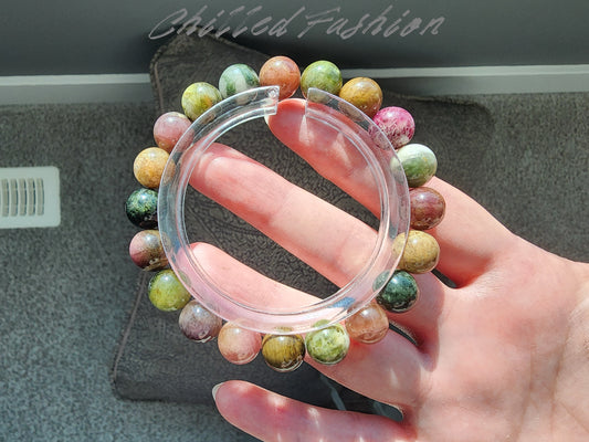 [Bracelet] 10mm Natural Multi-Color Tourmaline Bracelet