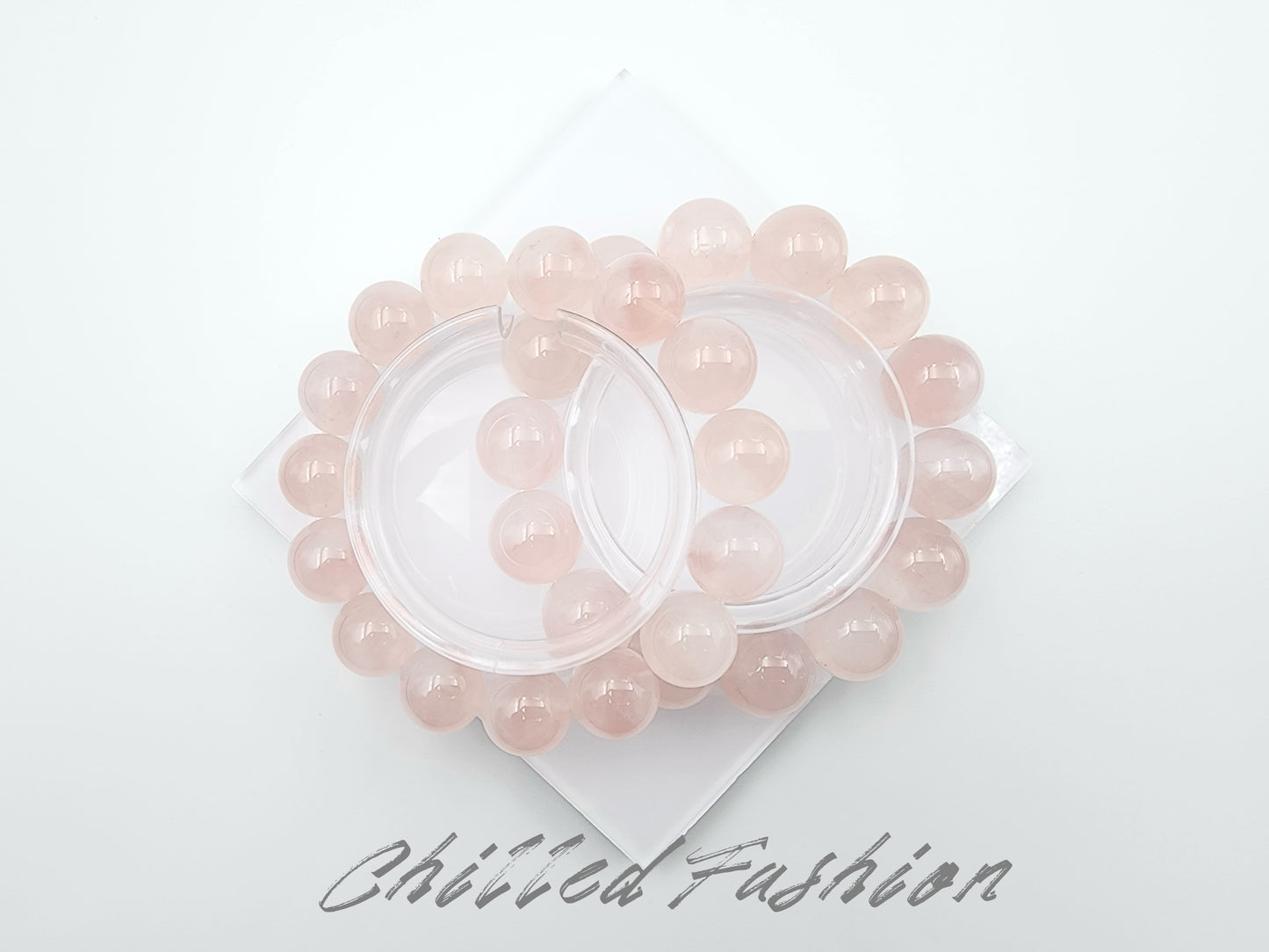[Bracelet] Natural Grapefruit Pink Rose Quartz Bracelet