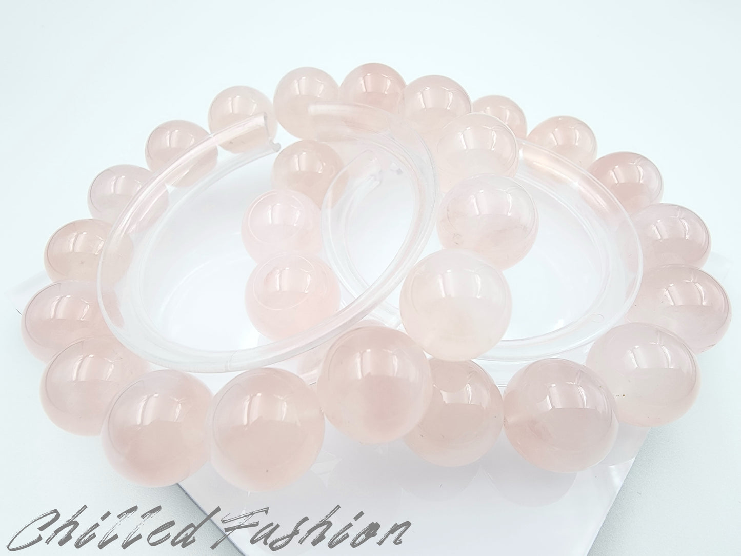 [Bracelet] Natural Grapefruit Pink Rose Quartz Bracelet
