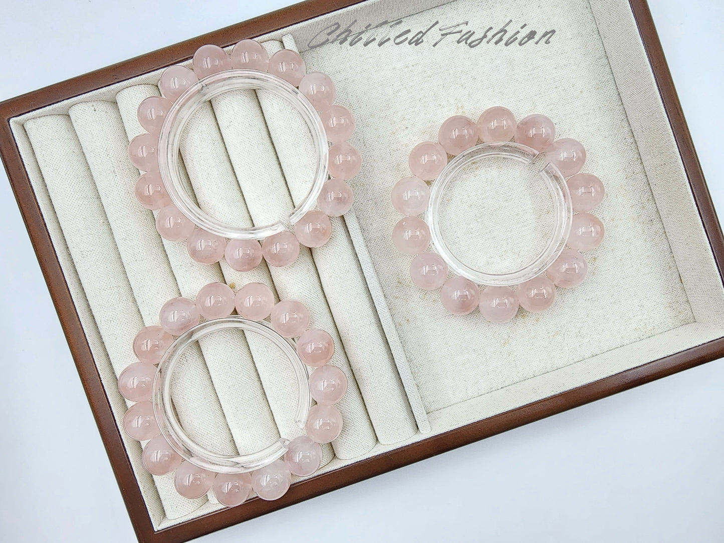 [Bracelet] Natural Grapefruit Pink Rose Quartz Bracelet