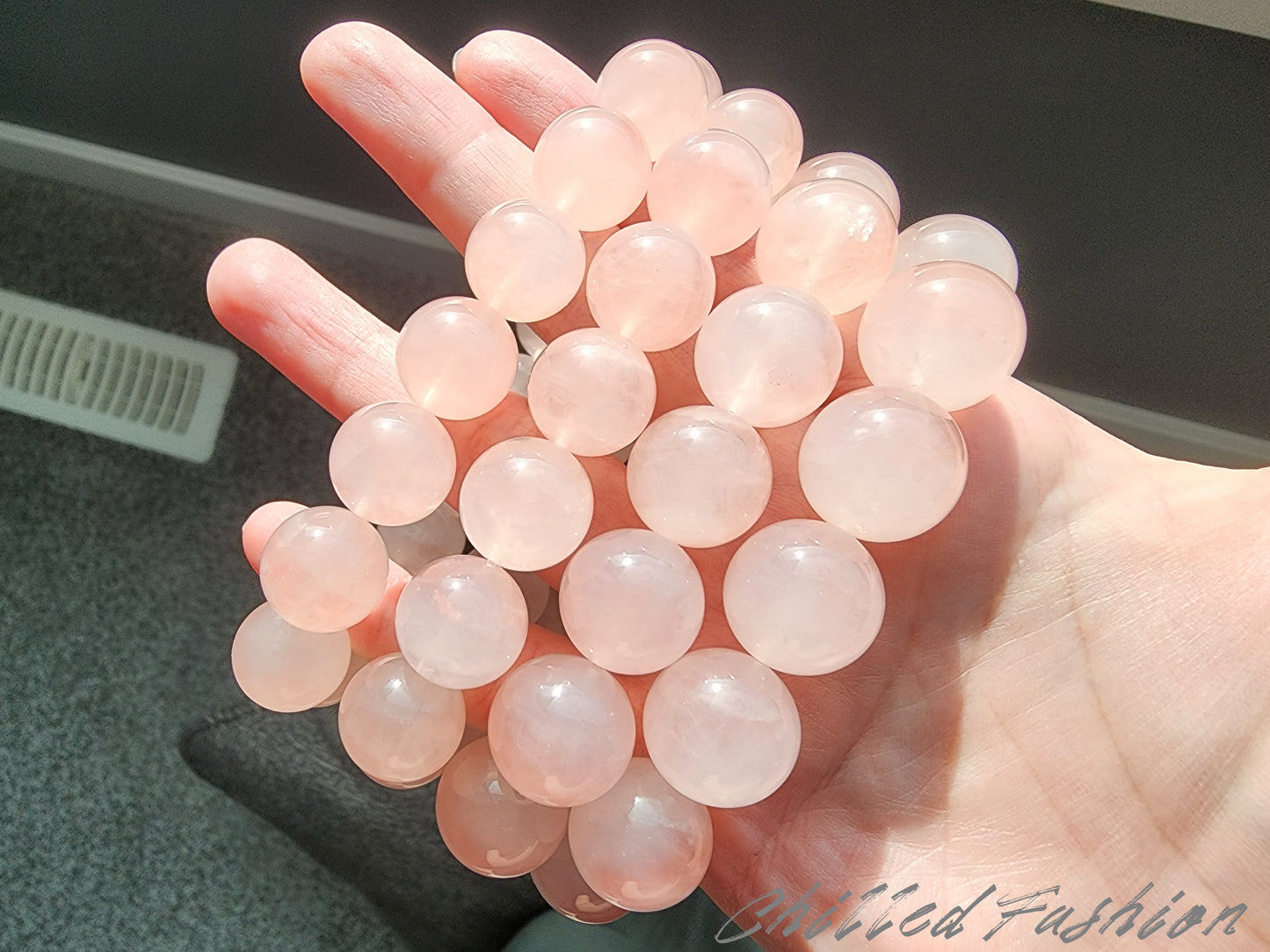 [Bracelet] Natural Grapefruit Pink Rose Quartz Bracelet