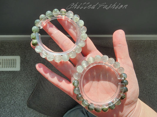 [Bracelet] Ombre Grey Rabbit Hair Quartz Bracelet