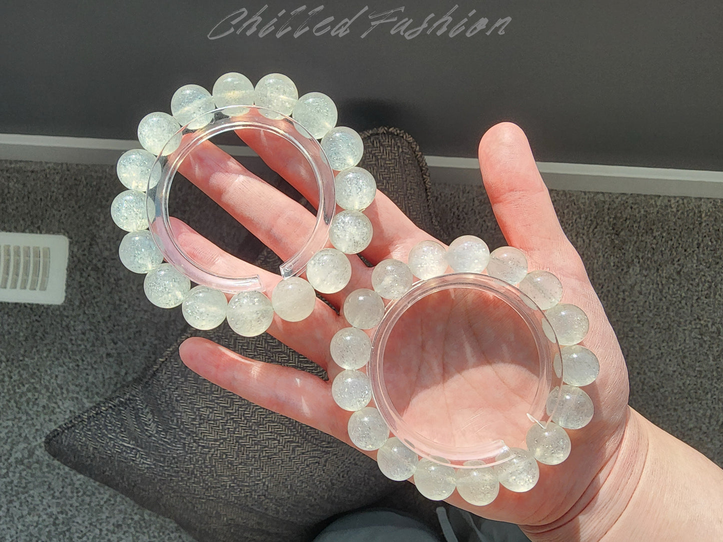 [Bracelet] Sparkly White Strawberry Quartz Bracelet