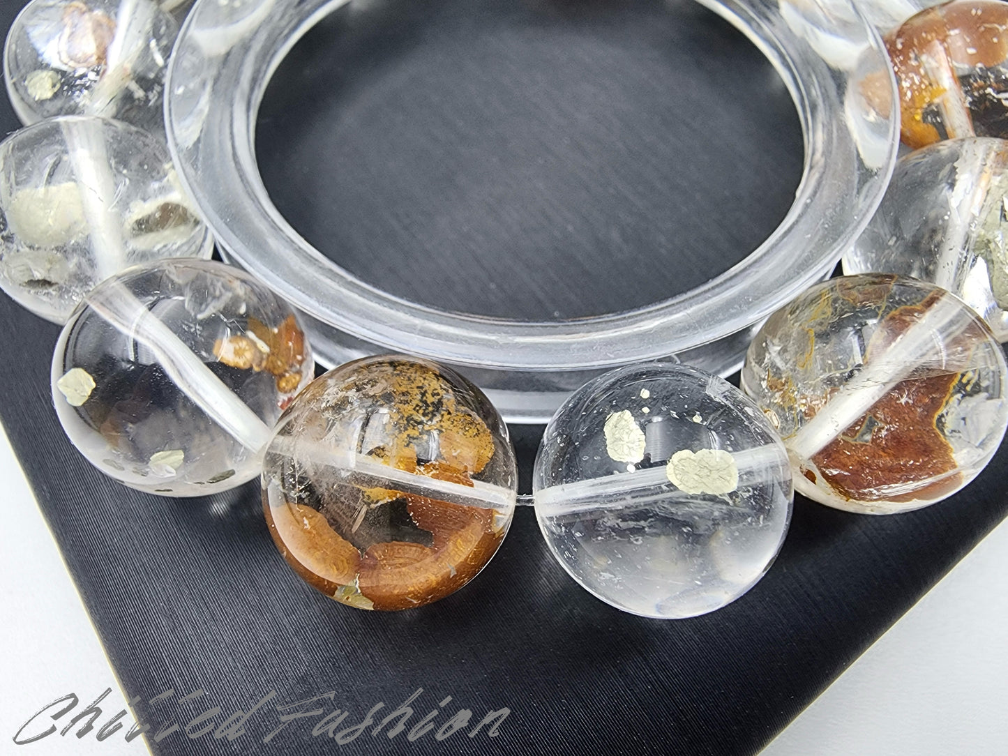 [Bracelet] 15mm Chalcopyrite Included Quartz Bracelet