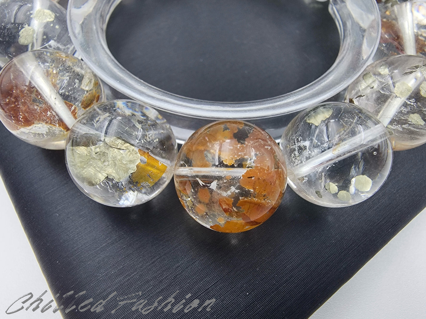 [Bracelet] 15mm Chalcopyrite Included Quartz Bracelet
