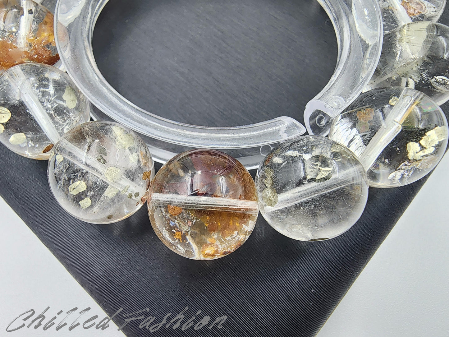 [Bracelet] 15mm Chalcopyrite Included Quartz Bracelet