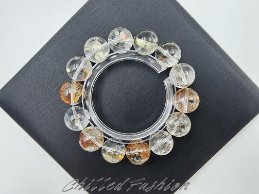 [Bracelet] 15mm Chalcopyrite Included Quartz Bracelet