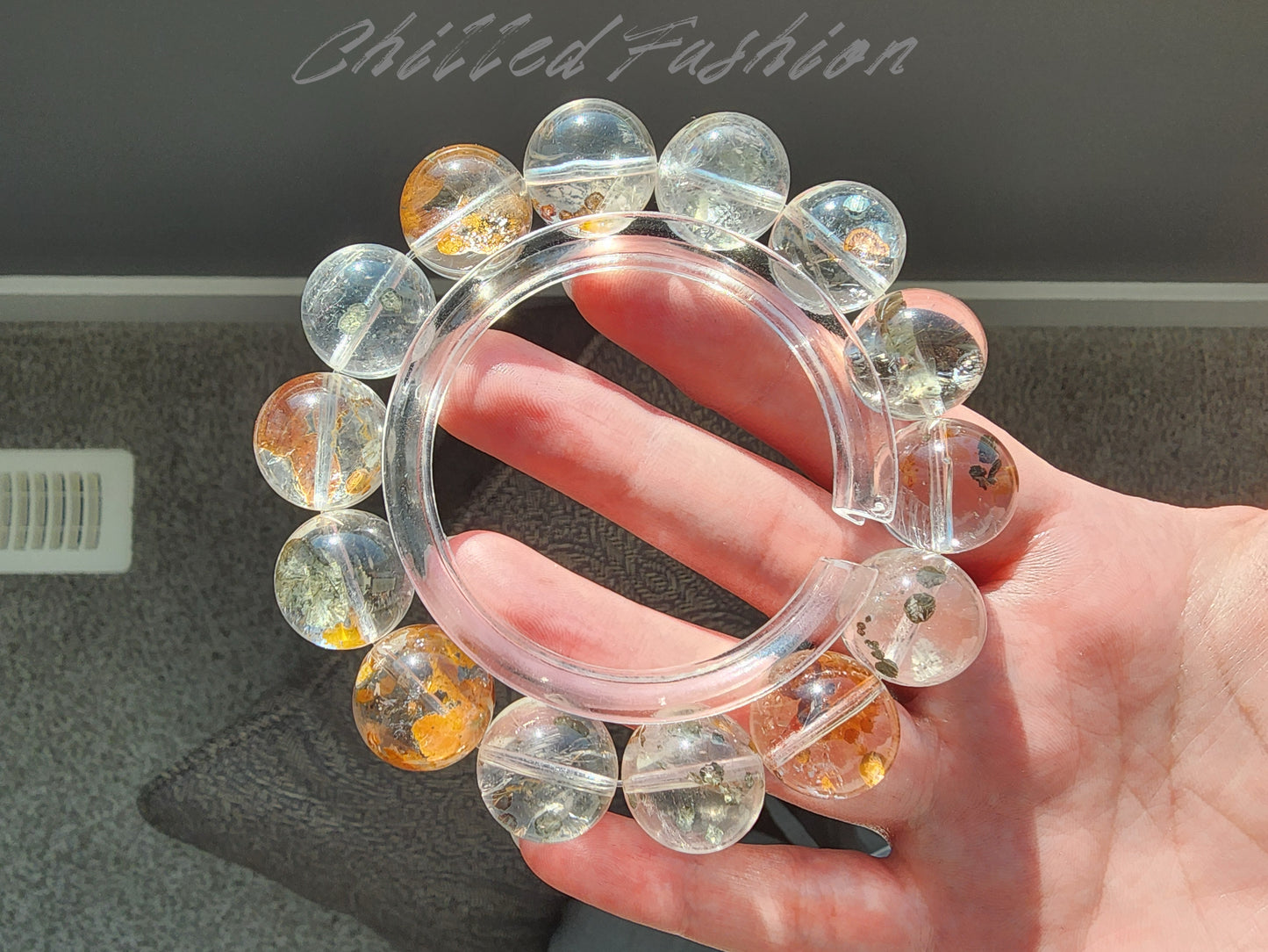 [Bracelet] 15mm Chalcopyrite Included Quartz Bracelet