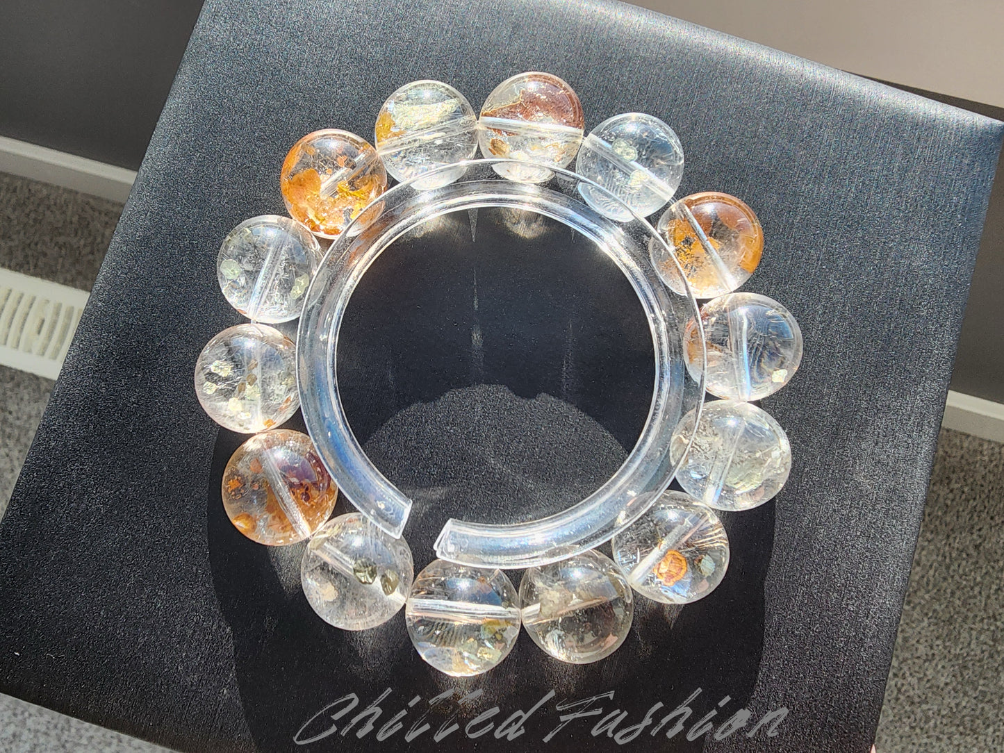 [Bracelet] 15mm Chalcopyrite Included Quartz Bracelet