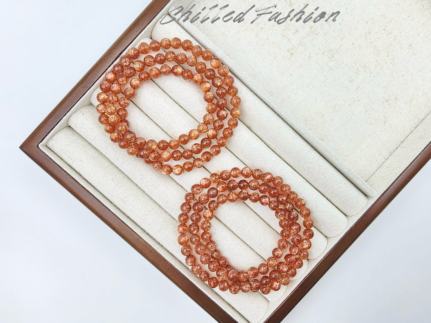 [Bracelet] 6mm Triple Wrap Golden Sunstone Bracelet