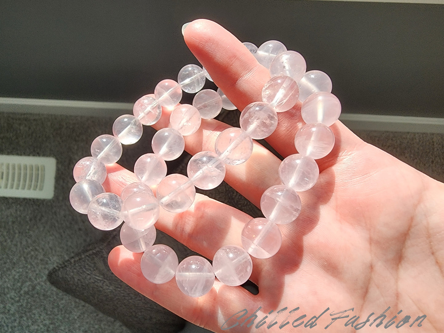 [Bracelet] 11mm Mozambique Rose Quartz Bracelet